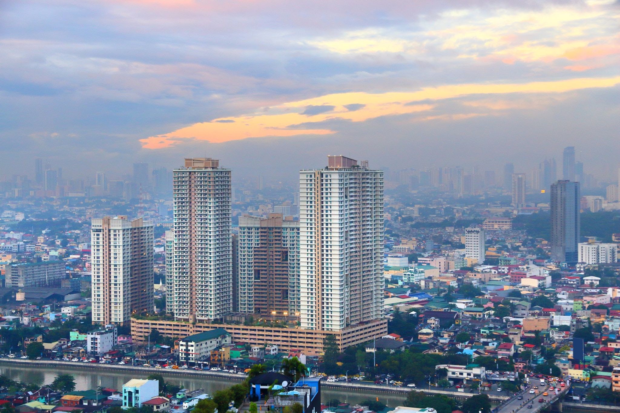 Manila city, Philippines. Residential buildings of Mandaluyong - Hulo district.